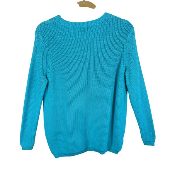 525 America 100% Cotton Aquamarine Blue Oversized Pullover Sweater Size S - Picture 2 of 6